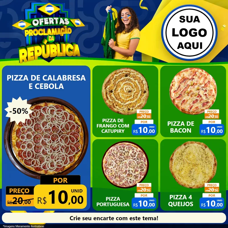 Modelo de Rede Social para Feed Facebook com o tema Ofertas Proclamação da República para Pizzaria