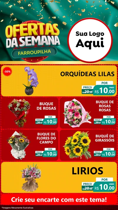 Modelo de TV para TV Vertical com o tema Ofertas da Semana Farroupilha para Floricultura e jardim