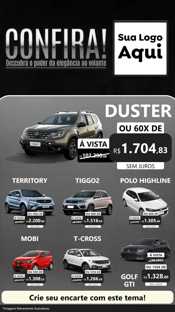Modelo de Rede Social para Stories com o tema Confira! Descubra o poder da elegância ao volante. para Concessionaria de Carros