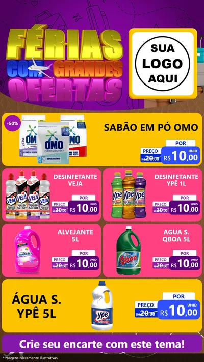 Modelo de TV para TV Vertical com o tema Férias com Grandes Ofertas para Produtos de Limpeza