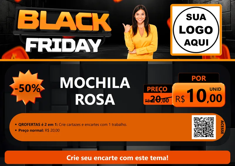 Modelo de Cartaz para Cartaz A4 Horizontal com o tema Black Friday para Papelaria