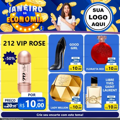 Modelo de Rede Social para Feed Facebook com o tema Janeiro da Economia para Perfumes