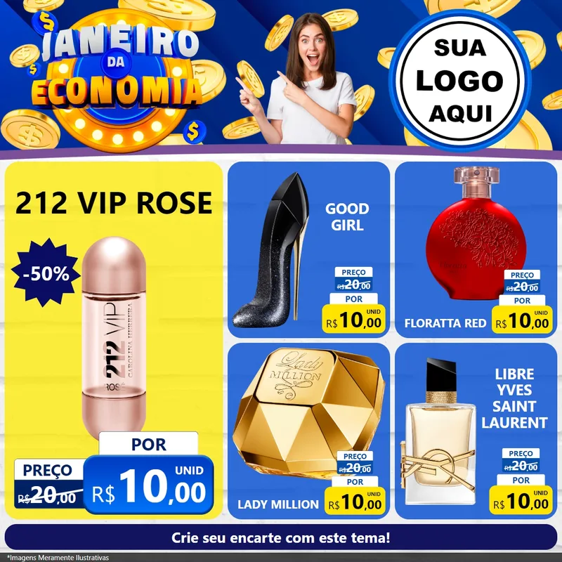 Modelo de Rede Social para Feed Facebook com o tema Janeiro da Economia para Perfumes