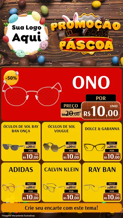 Modelo de Rede Social para Stories com o tema Promoção Páscoa para Óticas