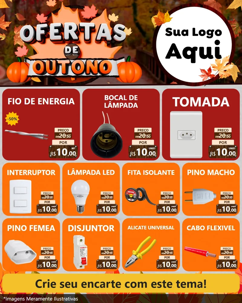 Modelo de Rede Social para Feed Instagram com o tema Ofertas de Outono para Materiais Elétricos