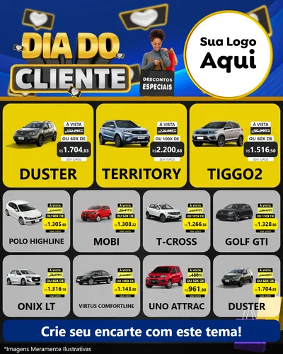 Modelo de Rede Social para Feed Instagram com o tema Dia Do Cliente para Concessionaria de Carros