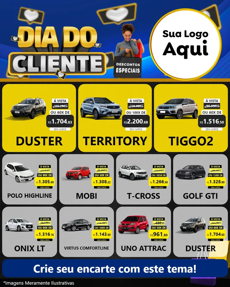 Modelo de Rede Social para Feed Instagram com o tema Dia Do Cliente para Concessionaria de Carros