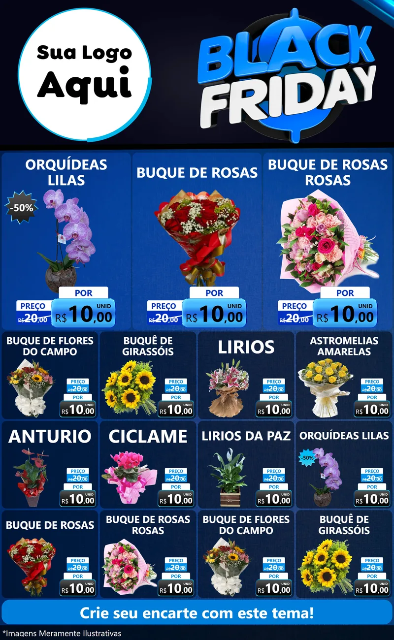 Modelo de Encarte para Encarte Grande com o tema Black Friday para Floricultura e jardim