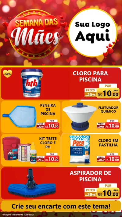 Modelo de TV para TV Vertical com o tema Semana das Mães para Produtos para Piscina