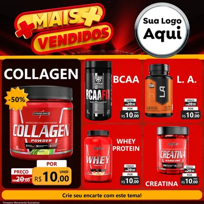 Modelo de Rede Social para Feed Facebook com o tema Mais Vendidos para Suplementos alimentares