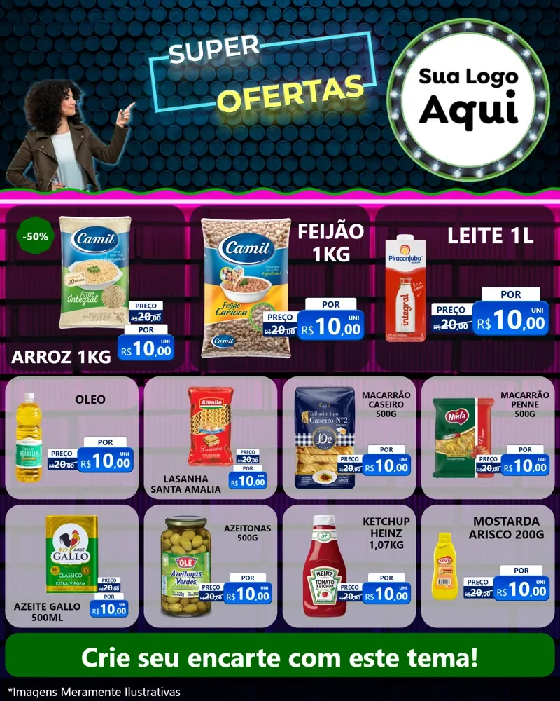 Modelo de Rede Social para Feed Instagram com o tema Super Ofertas para Supermercado