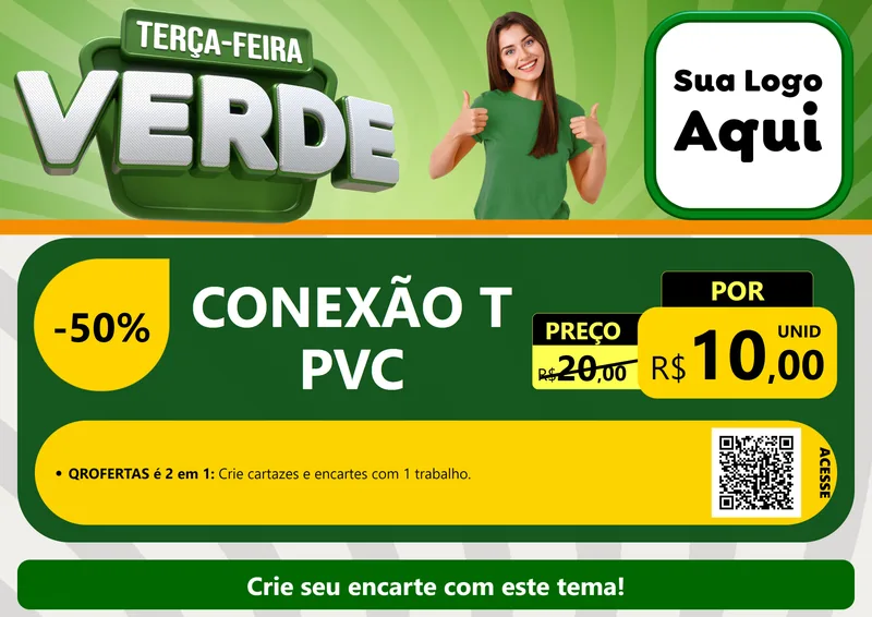 Modelo de Cartaz para Cartaz A4 Horizontal com o tema Terça - Feira Verde para Tubos e conexões