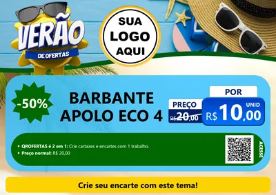 Modelo de Cartaz para Cartaz A4 Horizontal com o tema Verão de Ofertas para Armarinho e Aviamentos