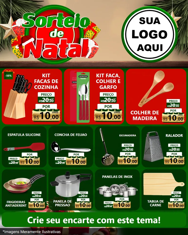 Modelo de Rede Social para Feed Instagram com o tema Sorteio de Natal para Utilidades Domésticas