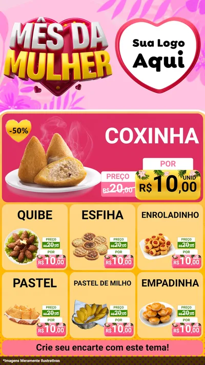 Modelo de Rede Social para Stories com o tema Mês da Mulher para Salgadaria