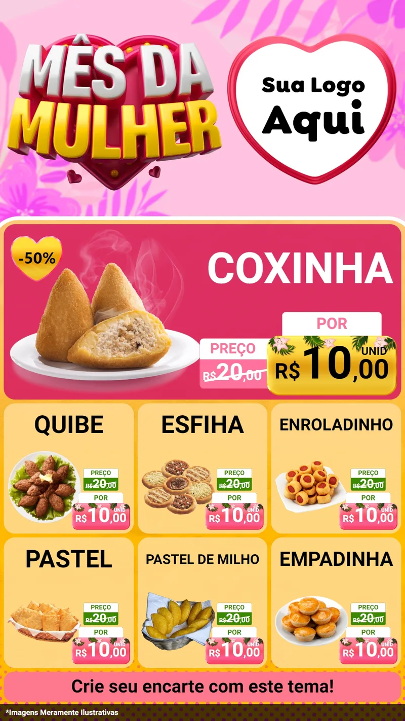 Modelo de Rede Social para Stories com o tema Mês da Mulher para Salgadaria