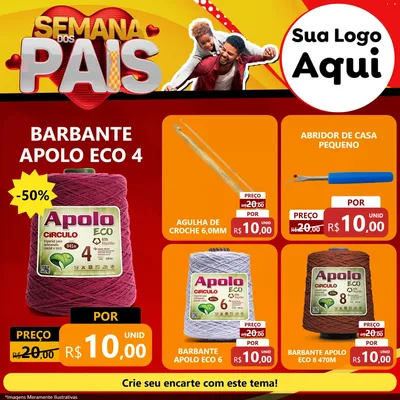 Modelo de Rede Social para Feed Facebook com o tema Semana Dos Pais para Armarinho e Aviamentos