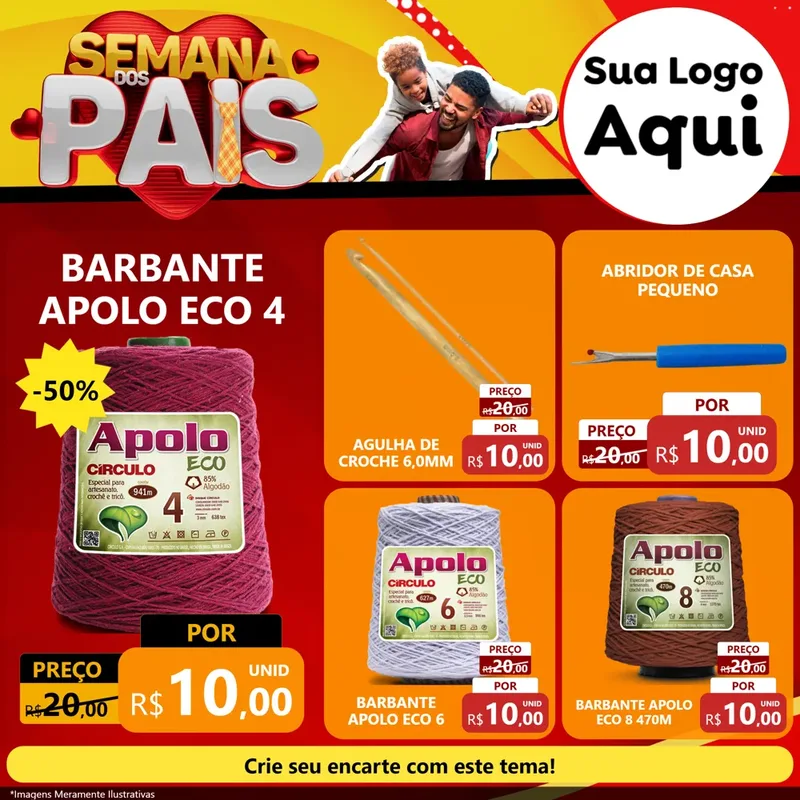 Modelo de Rede Social para Feed Facebook com o tema Semana Dos Pais para Armarinho e Aviamentos