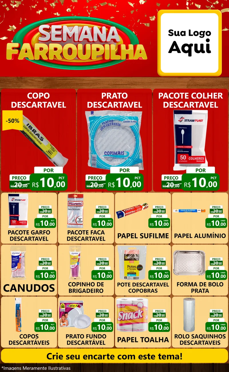 Modelo de Encarte para Encarte Grande com o tema Semana Farroupilha para Embalagens