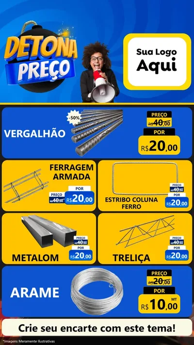 Modelo de TV para TV Vertical com o tema Detona Preços para Ferragens