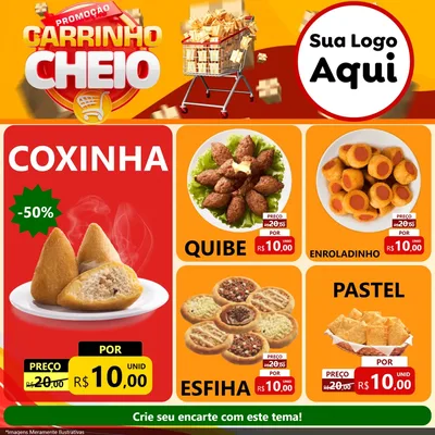 Modelo de Rede Social para Feed Facebook com o tema Promoção carrinho cheio para Salgadaria