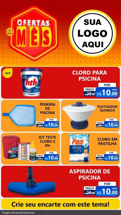 Modelo de TV para TV Vertical com o tema Ofertas do Mês para Produtos para Piscina