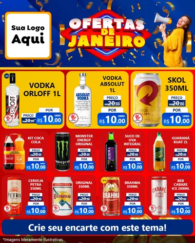 Modelo de Rede Social para Feed Instagram com o tema Ofertas de Janeiro para Distribuidora de bebidas