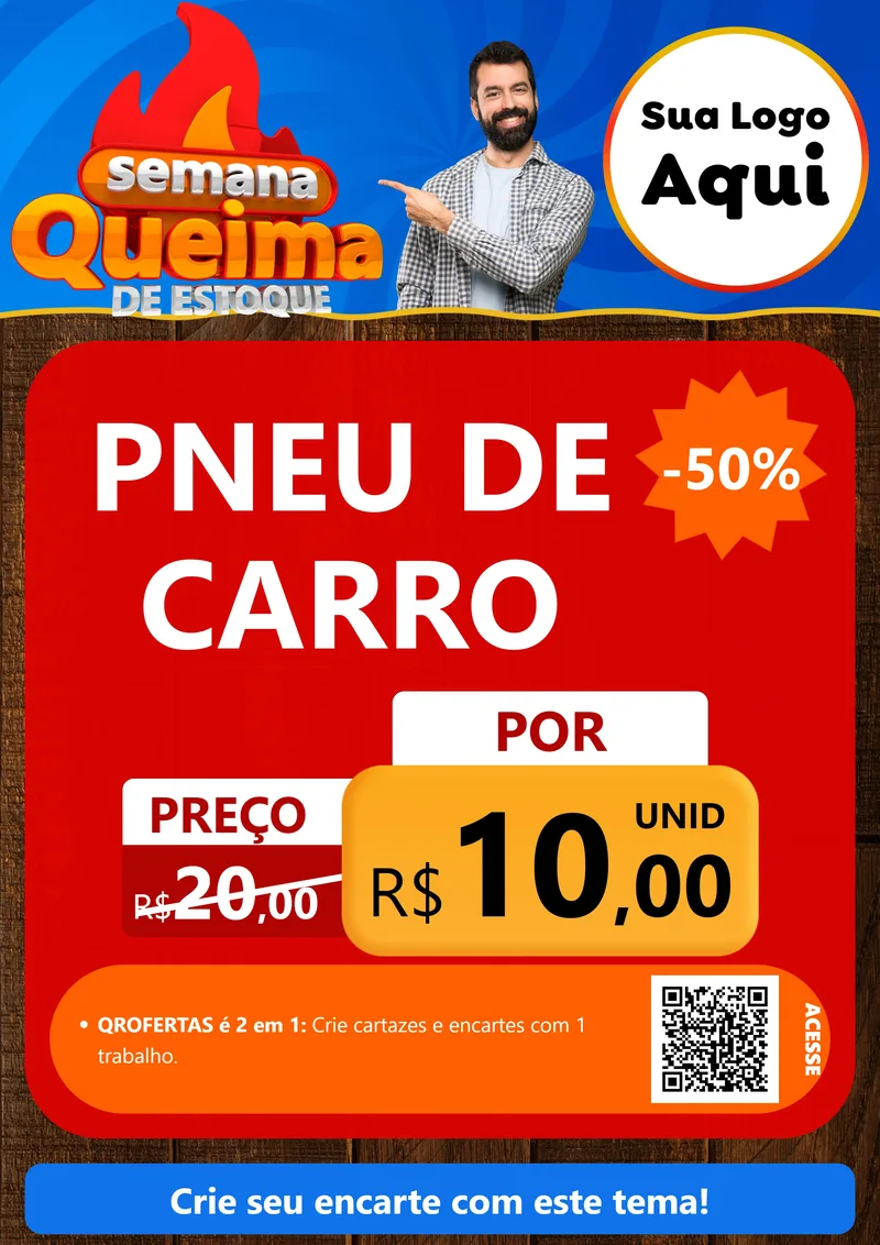 Modelo de Cartaz para Cartaz A4 Vertical com o tema Semana Queima de Estoque para Auto peças