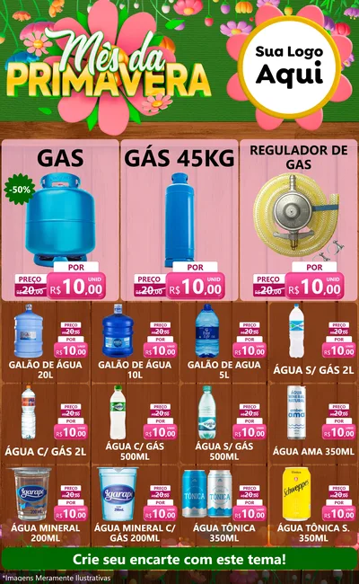 Modelo de Encarte para Encarte Grande com o tema Mês da Primavera para Água e gás
