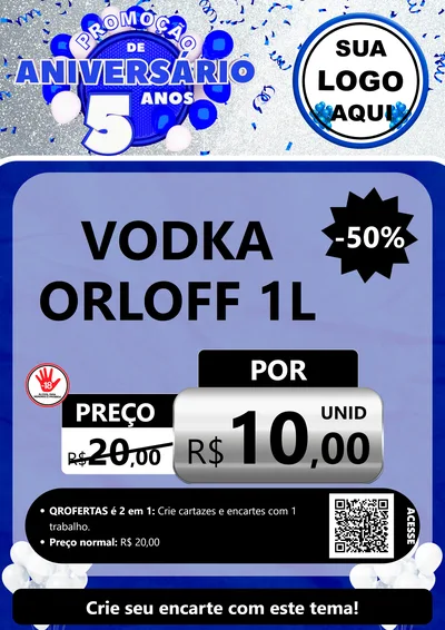 Modelo de Cartaz para Cartaz A4 Vertical com o tema Promoção de Aniversário - 5 Anos para Distribuidora de bebidas