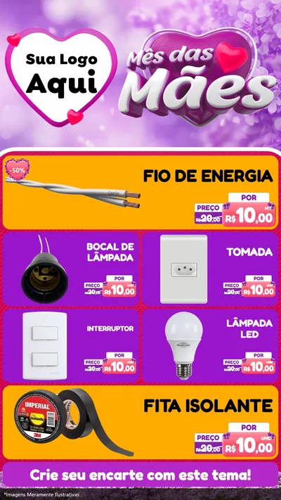Modelo de TV para TV Vertical com o tema Mês das Mães para Materiais Elétricos