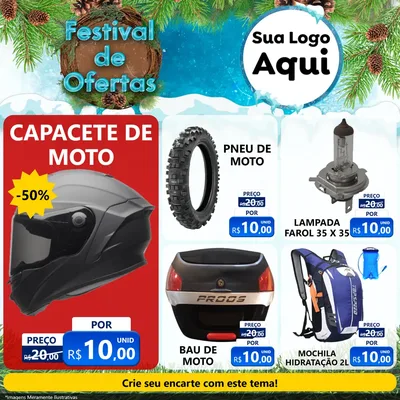 Modelo de Rede Social para Feed Facebook com o tema Festival de Ofertas - Inverno para Moto peças