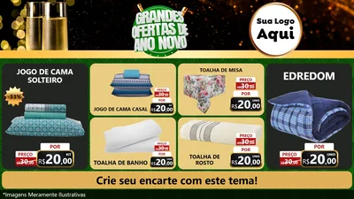 Modelo de TV para TV Horizontal com o tema Grandes Ofertas de Ano Novo para Cama, Mesa e Banho