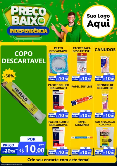 Modelo de Encarte para Encarte A4 Vertical com o tema Preço Baixo de Independência para Embalagens