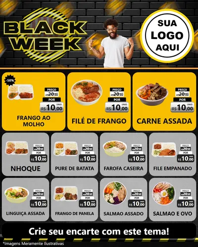Modelo de Rede Social para Feed Instagram com o tema Black Week para Restaurante