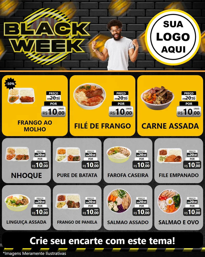 Modelo de Rede Social para Feed Instagram com o tema Black Week para Restaurante