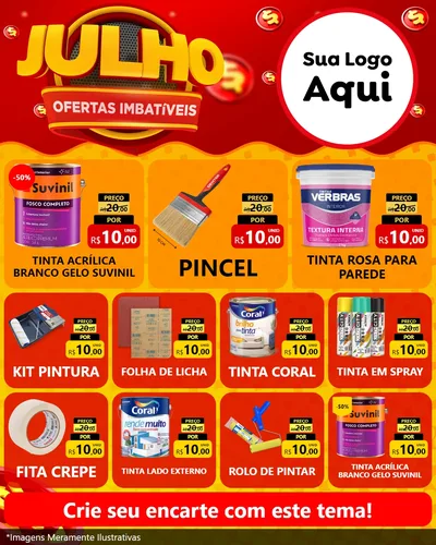 Modelo de Rede Social para Feed Instagram com o tema Julho Ofertas Imbatíveis para Tintas e Ferramentas