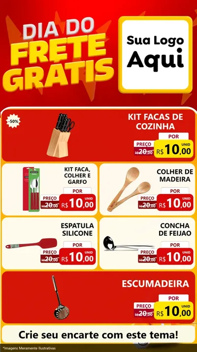 Modelo de TV para TV Vertical com o tema Dia do Frete Grátis para Utilidades Domésticas