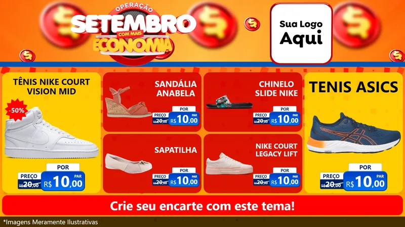 Modelo de TV para TV Horizontal com o tema Operação Setembro Com Muita Economia para Calçados