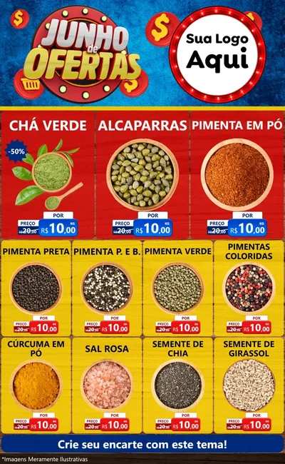 Modelo de Encarte para Encarte Grande com o tema Junho de Ofertas para Produtos Naturais