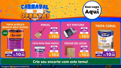 Modelo de TV para TV Horizontal com o tema Carnaval de Ofertas para Tintas e Ferramentas