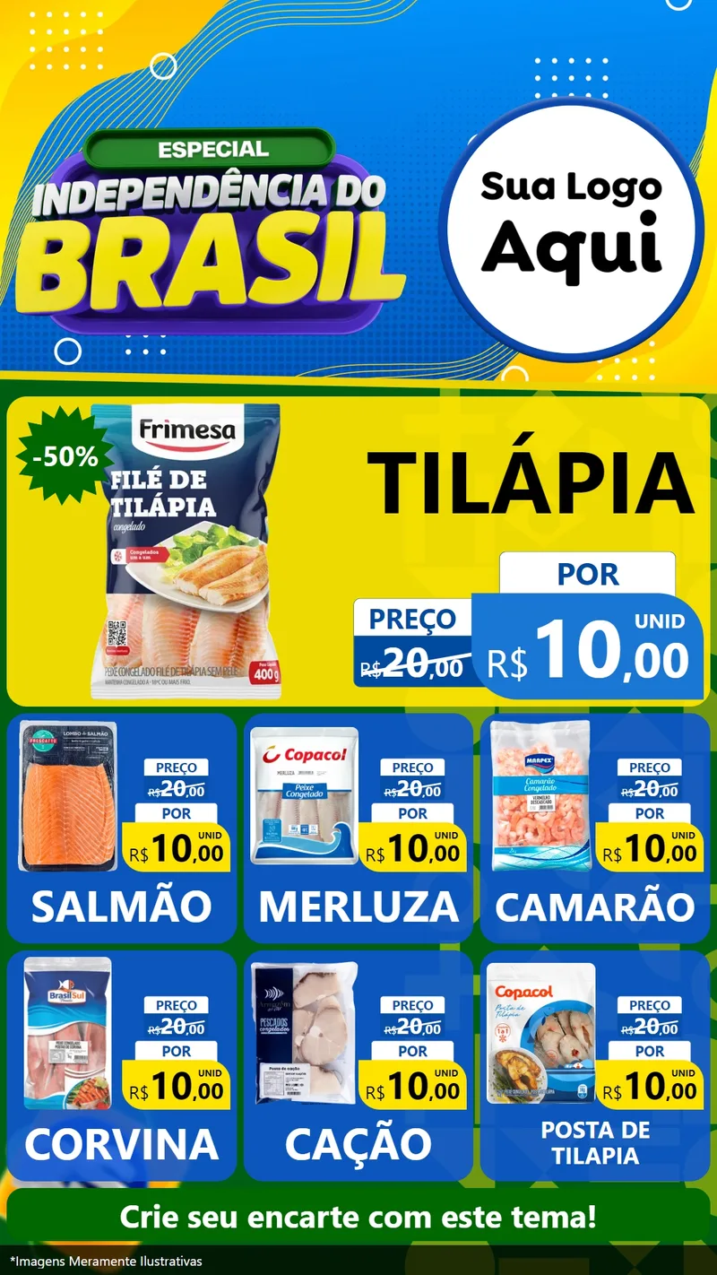 Modelo de Rede Social para Stories com o tema Especial Independência do Brasil para Peixaria