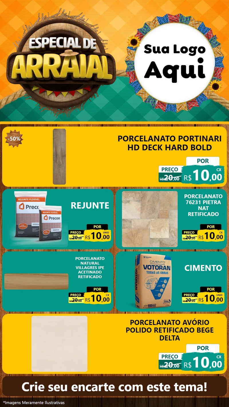 Modelo de TV para TV Vertical com o tema Especial De Arraial para Pisos e revestimentos