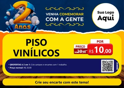 Modelo de Cartaz para Cartaz A4 Horizontal com o tema Aniversário de 2 anos para Material para Construção