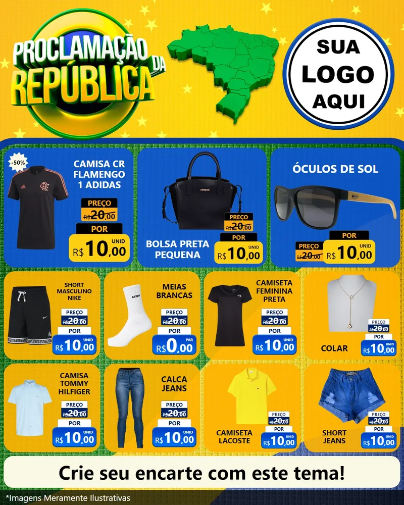 Modelo de Rede Social para Feed Instagram com o tema Proclamação da República para Roupas e acessórios