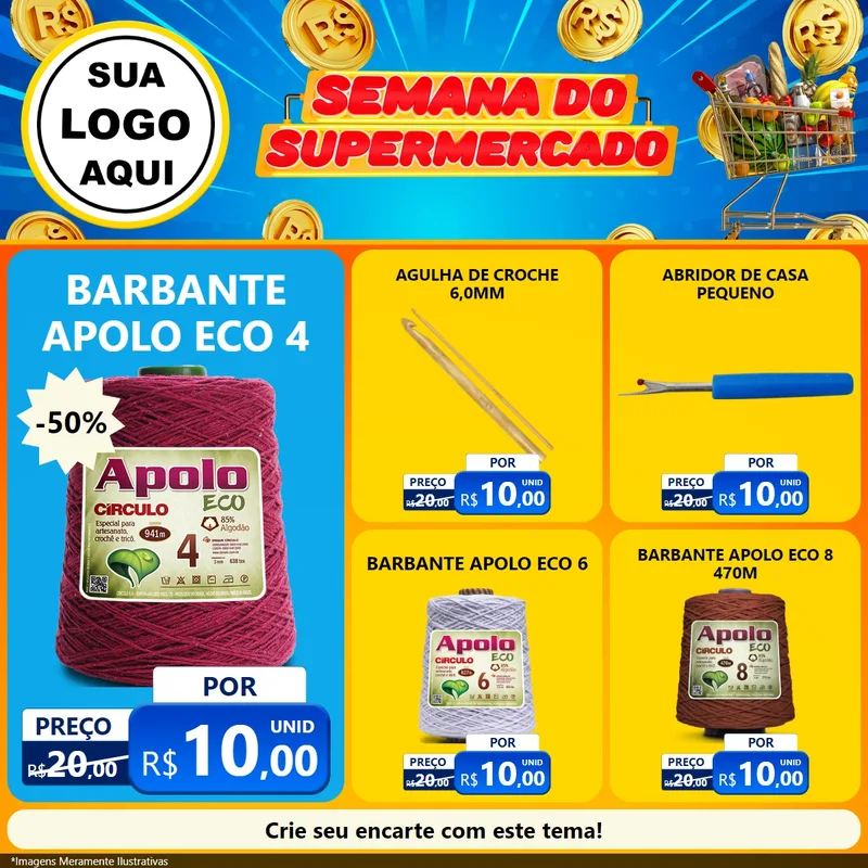 Modelo de Rede Social para Feed Facebook com o tema Semana do Supermercado para Armarinho e Aviamentos