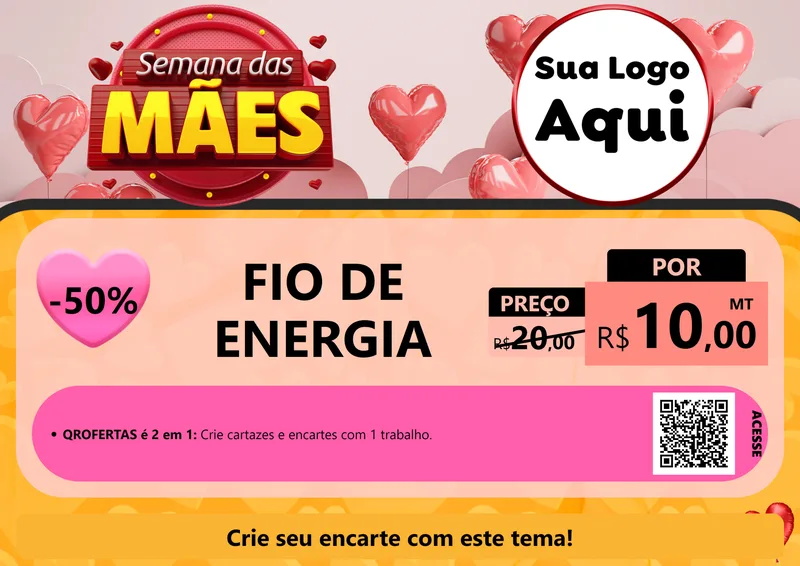 Modelo de Cartaz para Cartaz A4 Horizontal com o tema Semana das Mães para Materiais Elétricos