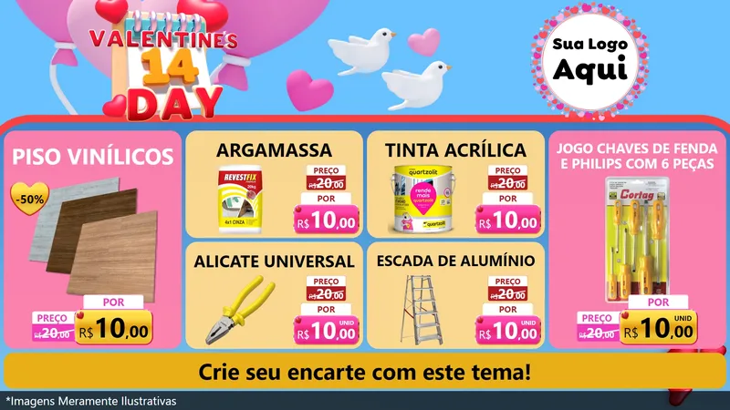 Modelo de TV para TV Horizontal com o tema Valentine's Day para Material para Construção