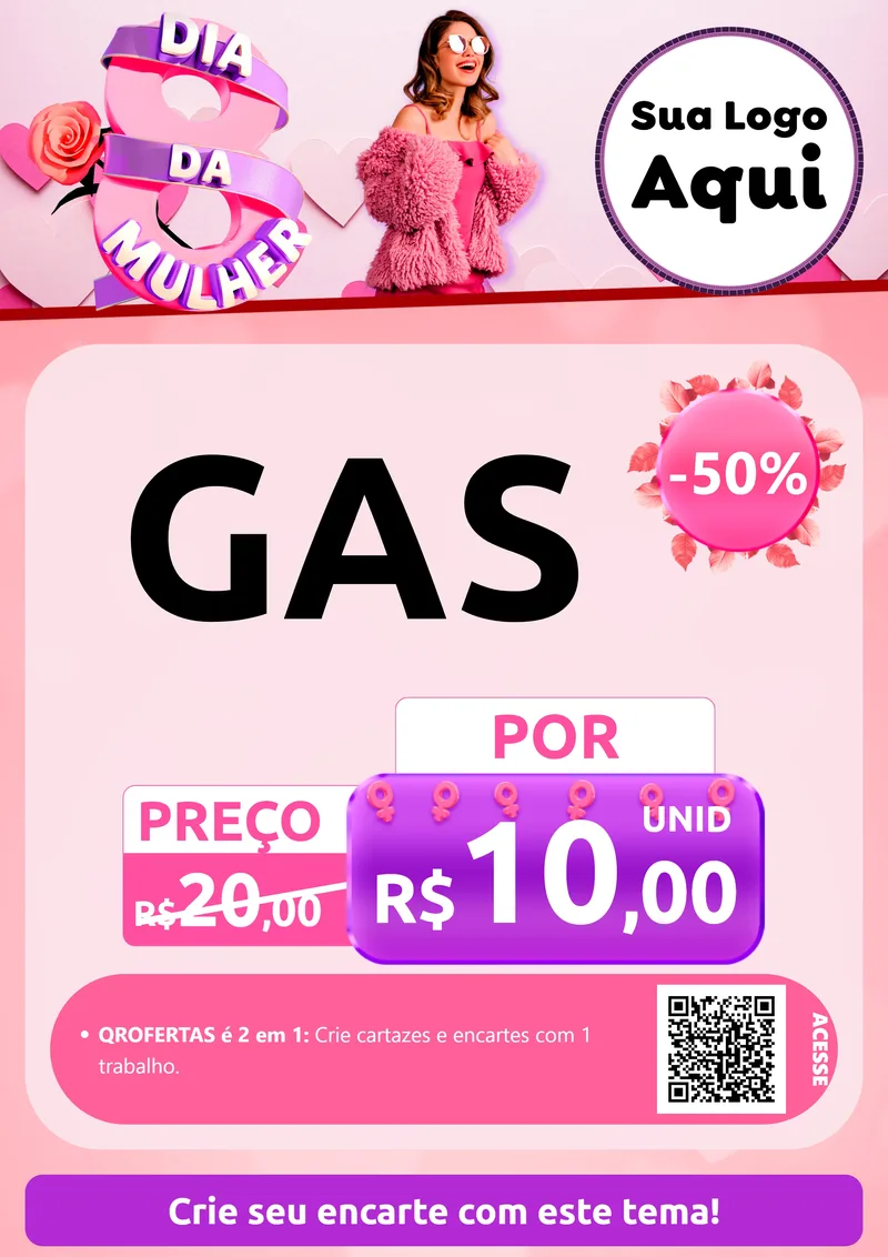 Modelo de Cartaz para Cartaz A4 Vertical com o tema Dia da Mulher para Água e gás