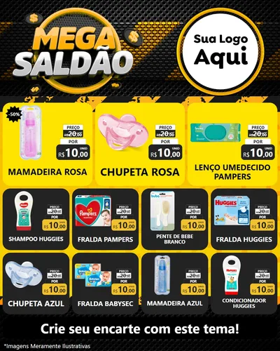 Modelo de Rede Social para Feed Instagram com o tema Mega Saldão para Bebês